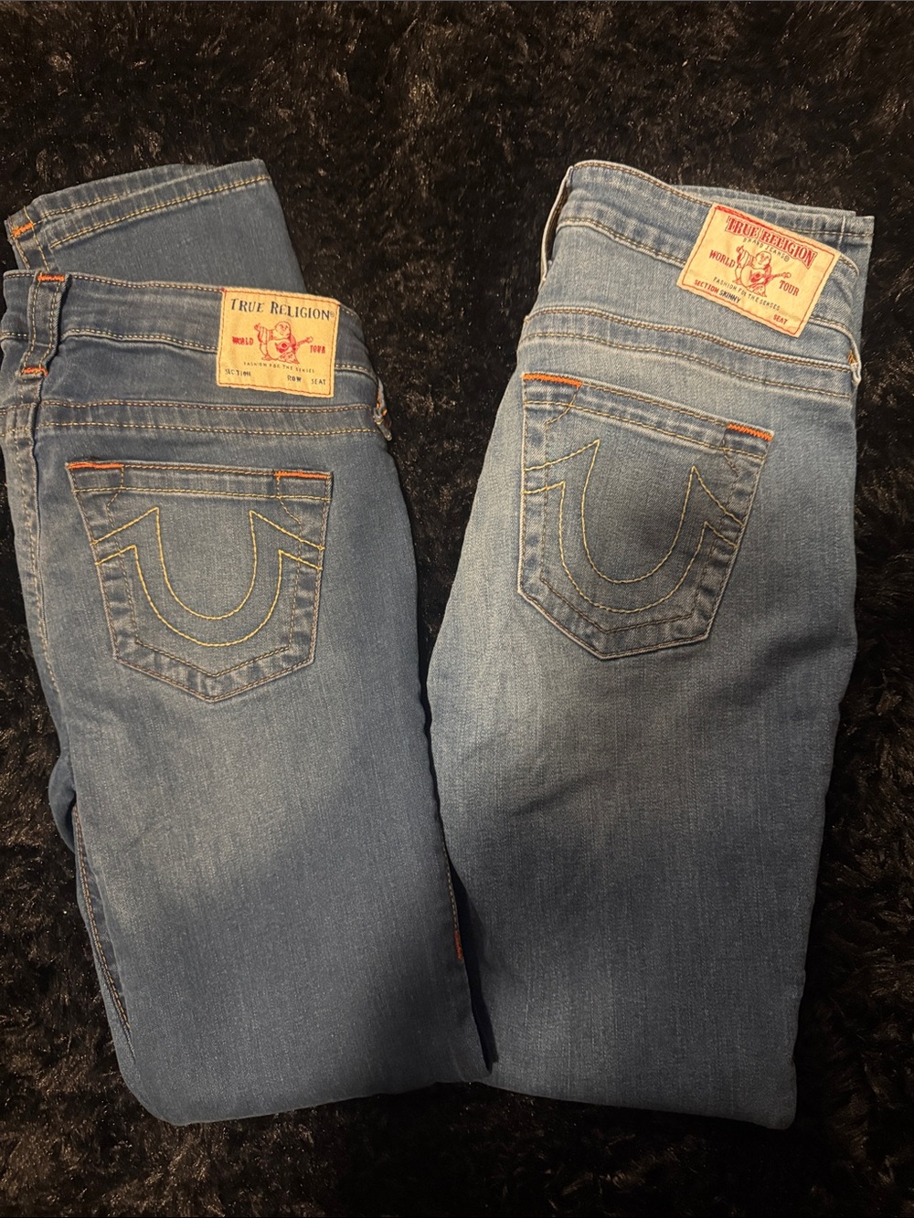 True Religion Women’s Light Blue Skinny Jeans with Signature Pocket Stitch